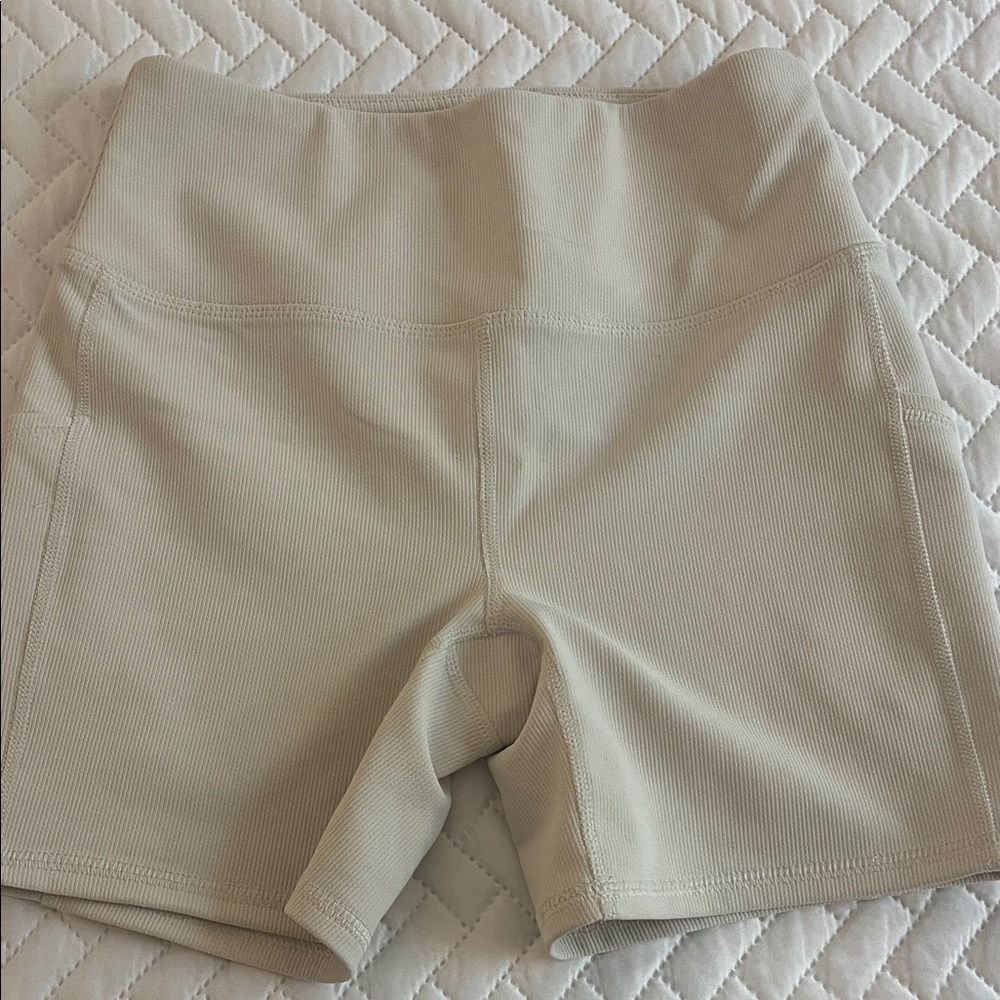 RBX Ribbed Women's Cream Biker Shorts Sz S NWOT
